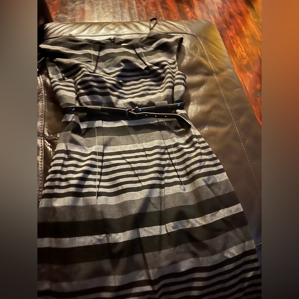 Grey & Black Calvin Klein Belted Dress